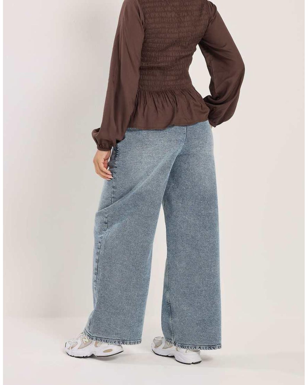 PixieGirl Blue Petite Pull On Wide Leg Jeans