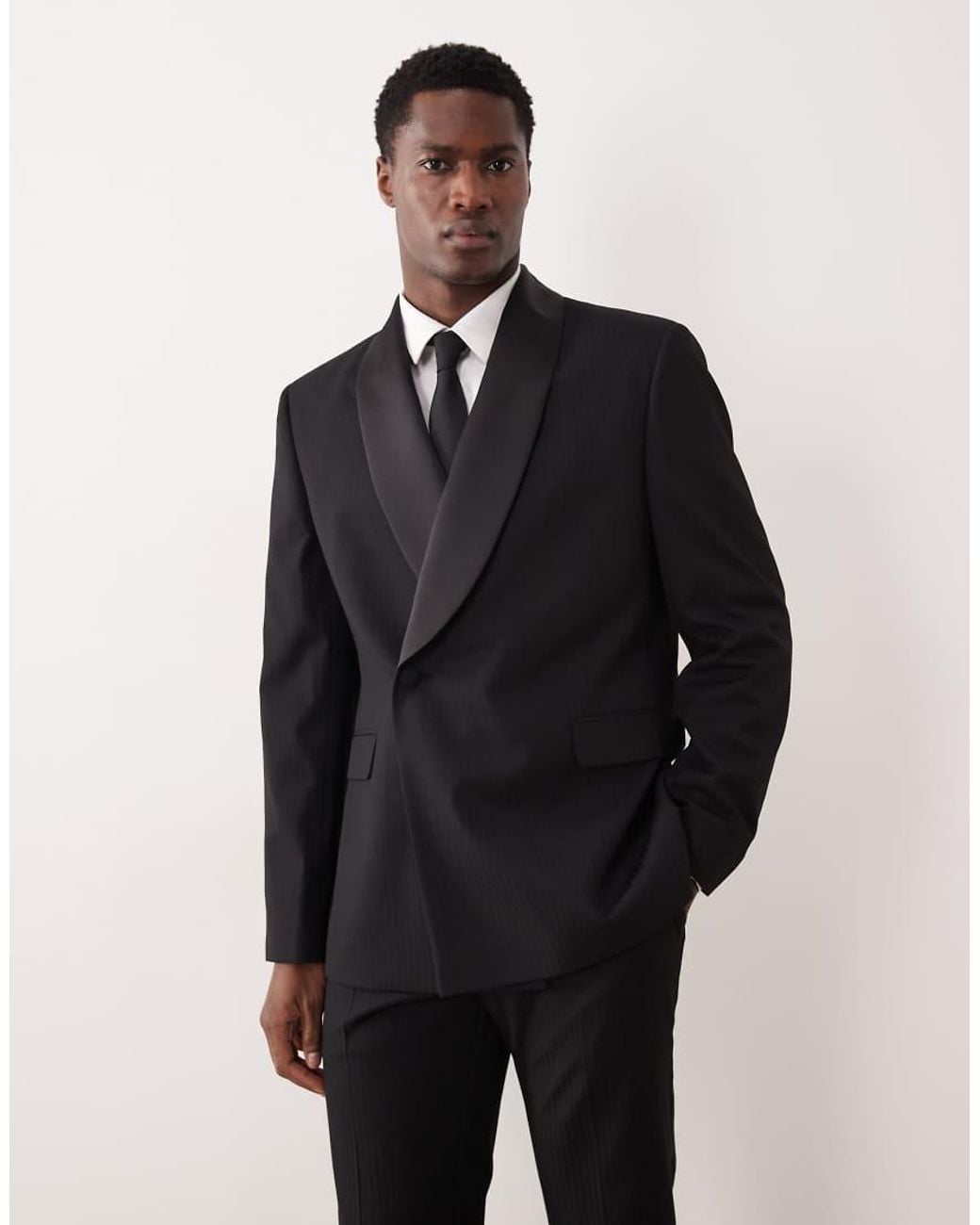 ASOS Blue Slim Suit Jacket With Tonal Micro Checkerboard Weave for men
