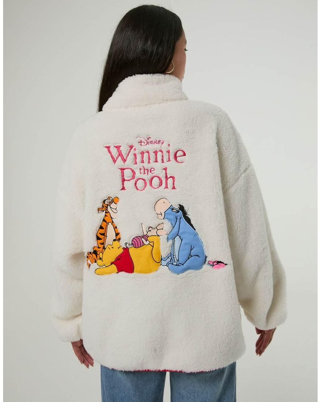 Skinnydip London Gray Disney Winnie The Pooh Embroidered Fleece Jacket