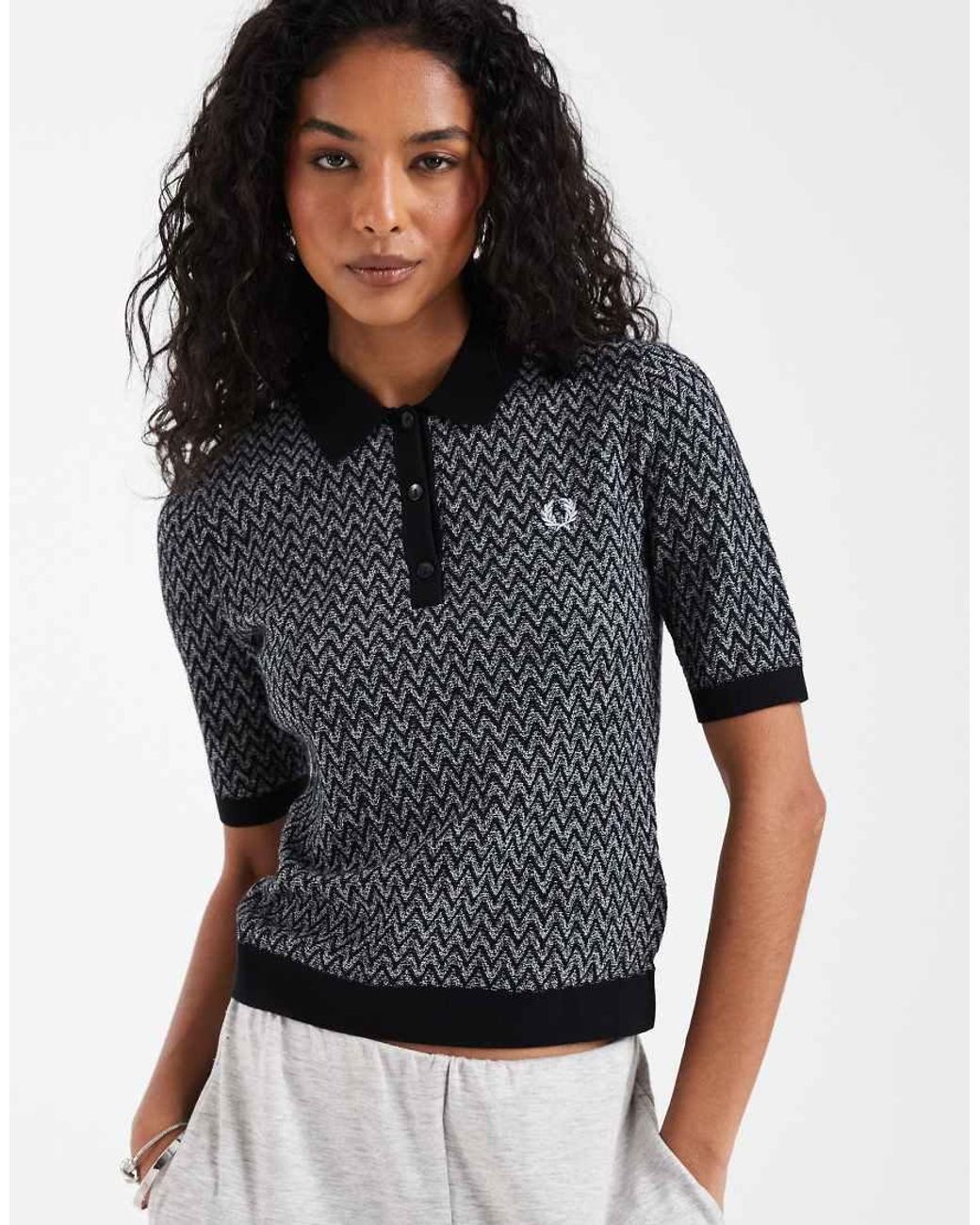 Fred Perry White Textured Knitted Polo Shirt