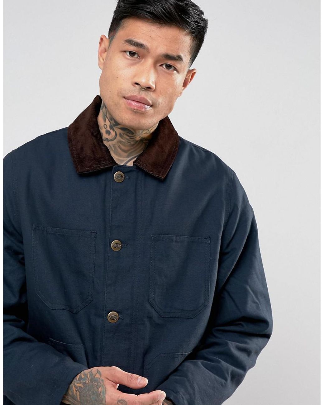 Dickies Canvas Jacket With Corduroy Collar in Blue for Men | Lyst UK