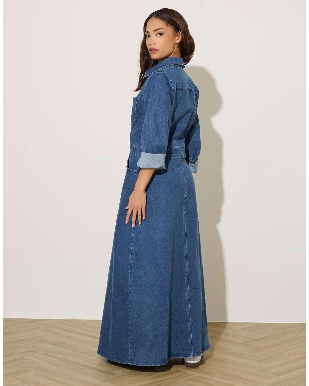 PixieGirl Blue Petite Denim Maxi Dress