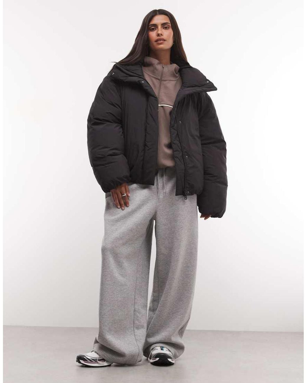 Weekday Black High Neck Oversized Puffer Coat