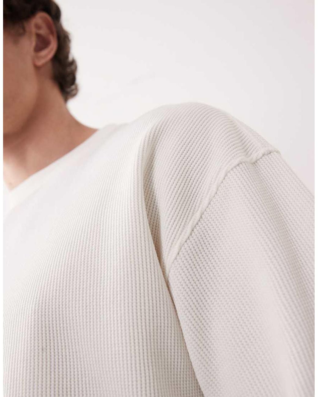 ASOS COLLECTIVE White Super Heavyweight Oversized Waffle Texture T-Shirt for men