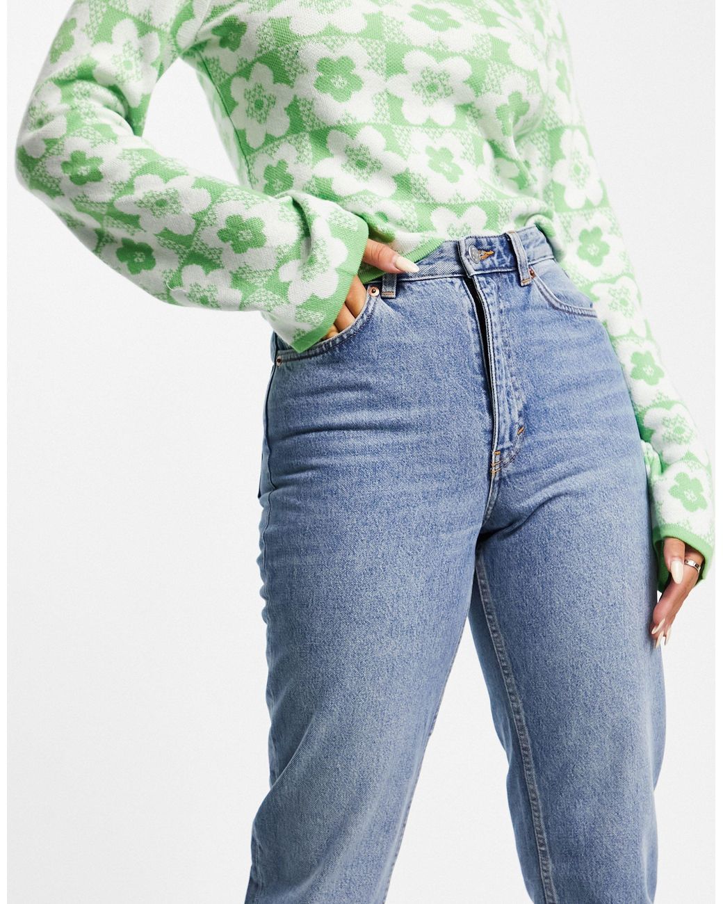 Monki Denim Taiki Cotton High Waist Mom 