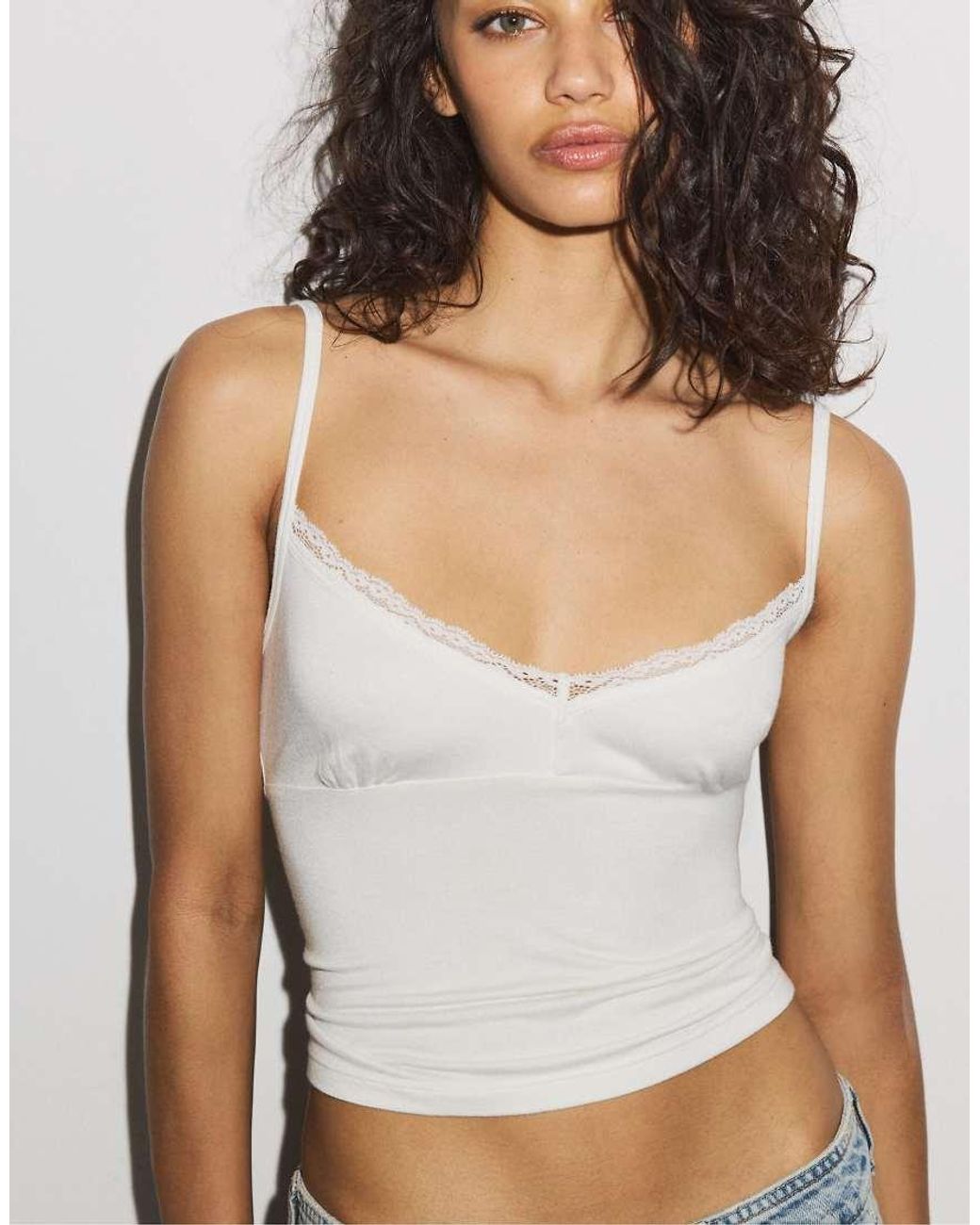 Stradivarius Blue Strappy Lace Top