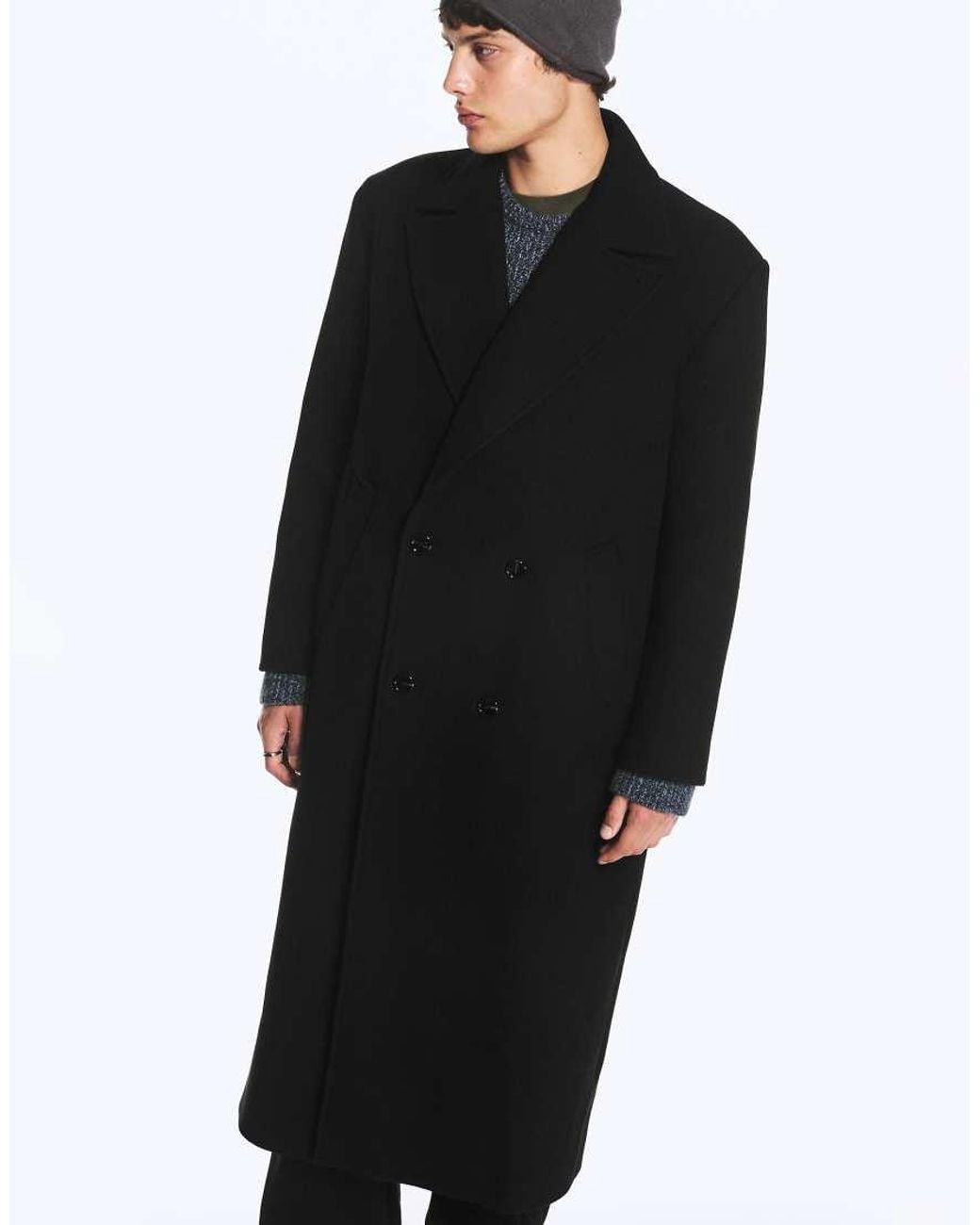 Weekday Black Oversized Wool Blend Coat for men