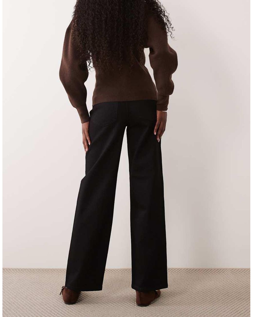 Miss Selfridge Black Mid Rise Straight Leg Jeans
