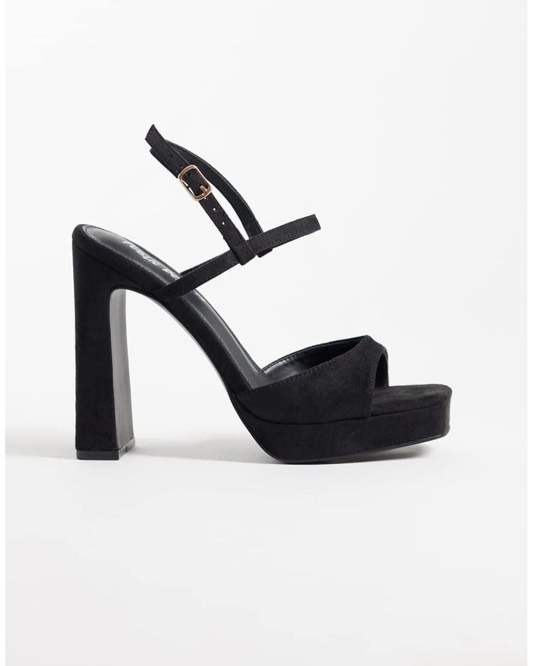 Public Desire Black Rhoda Platform Heeled Sandals