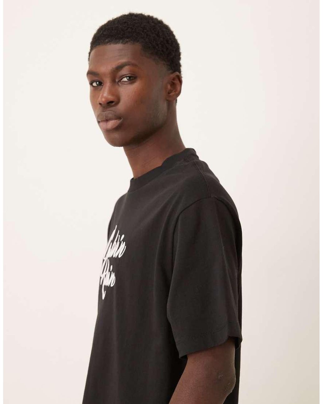 Calvin Klein Black Large Script Graphic T-Shirt for men