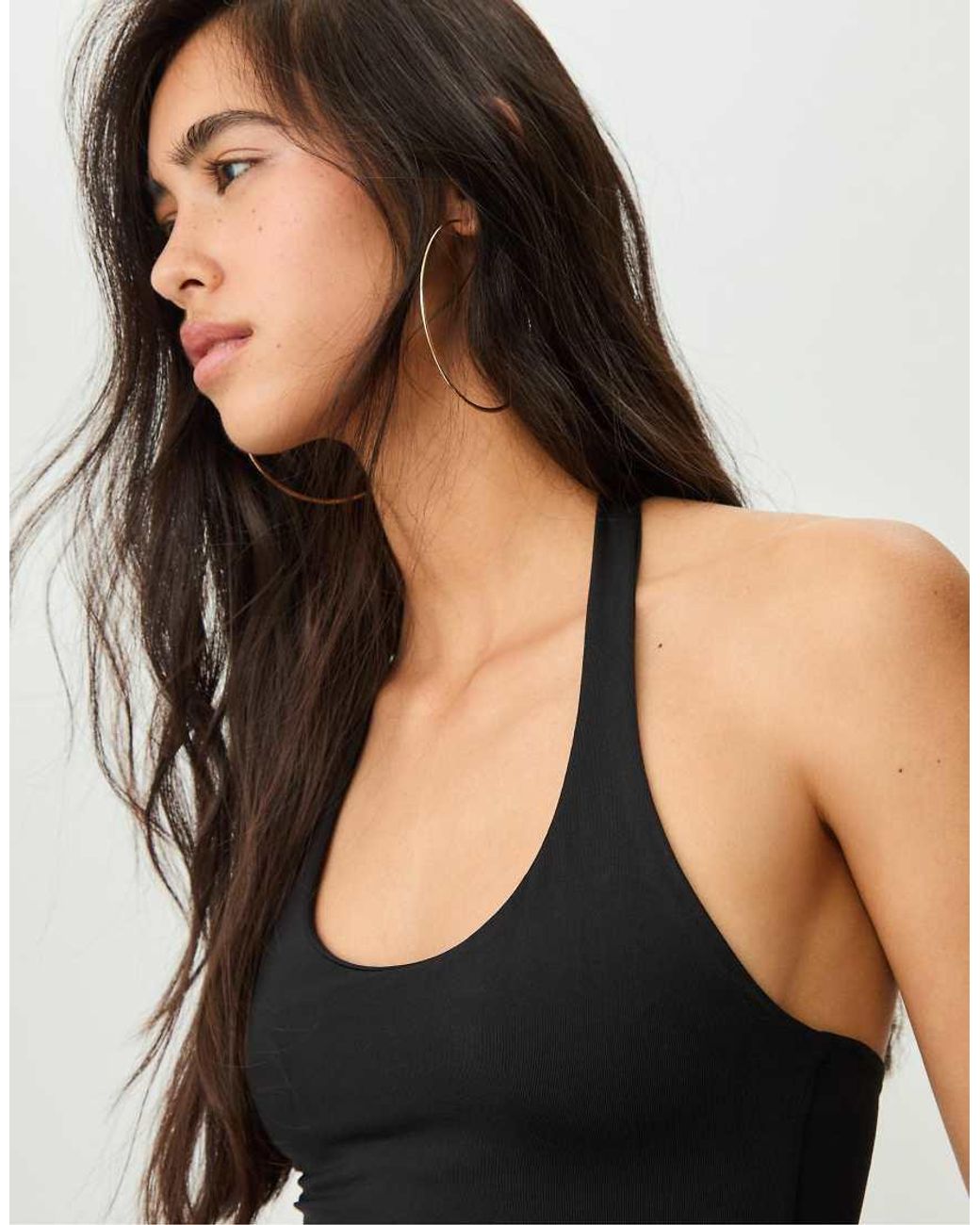 Stradivarius Black Racer Neck Top