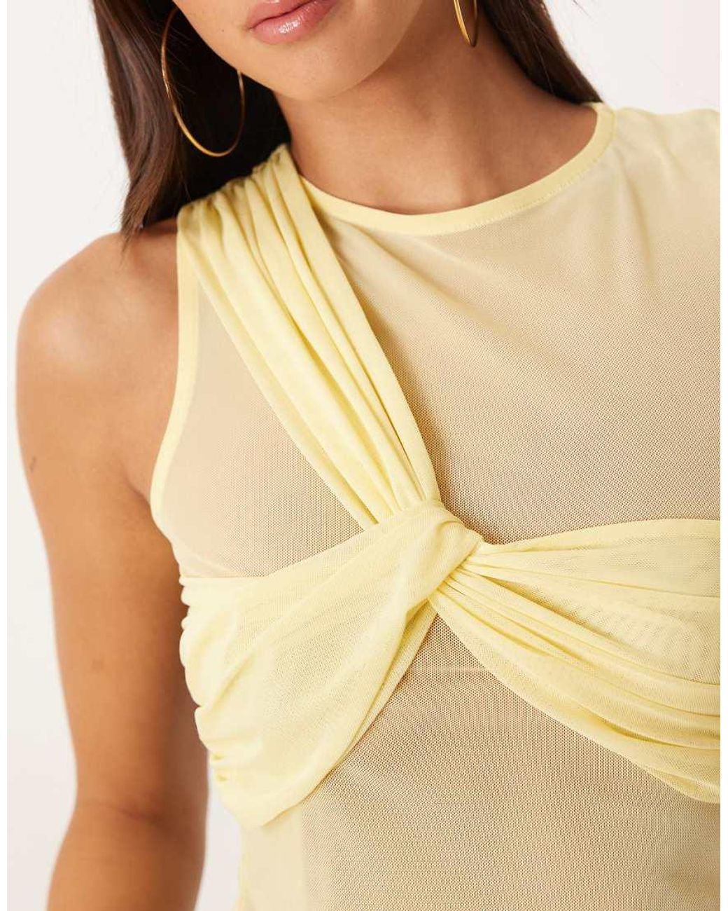 ASOS Blue Sheer Mesh Layered Twist Vest Top