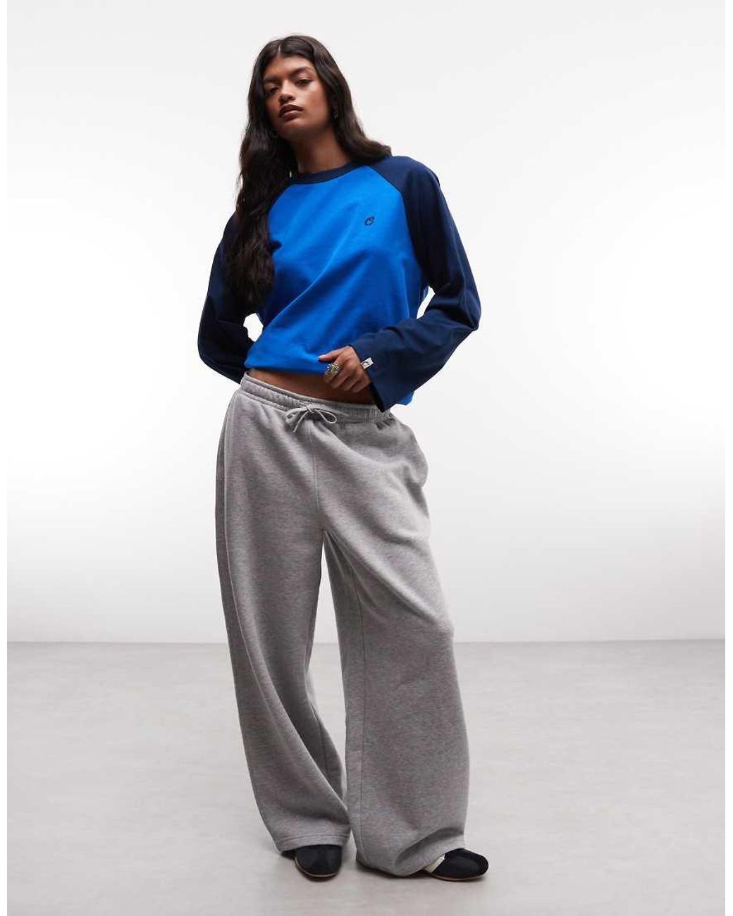 Collusion Blue Raglan Long Sleeve Boxy Tshirt