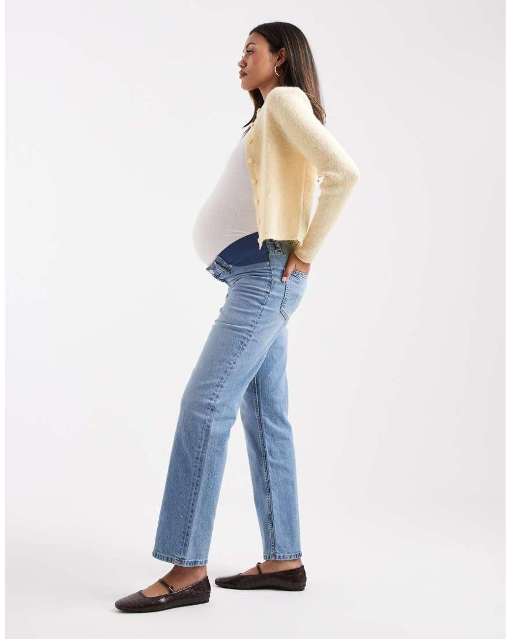ASOS Blue Asos Design Maternity Comfort Stretch Straight Leg Jeans