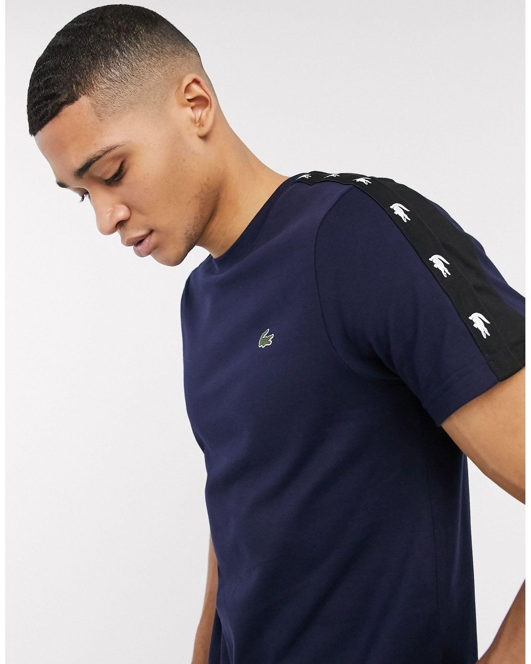 Lacoste - T-shirt avec bande aux épaules - Bleu marine Coton Lacoste Sport  pour homme en coloris Bleu | Lyst