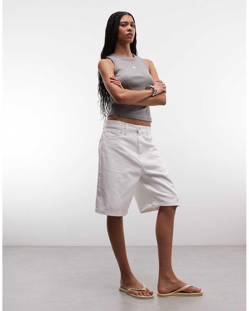 Pantalones Cortos Vaqueros Holgados Brandon En Carhartt de color White