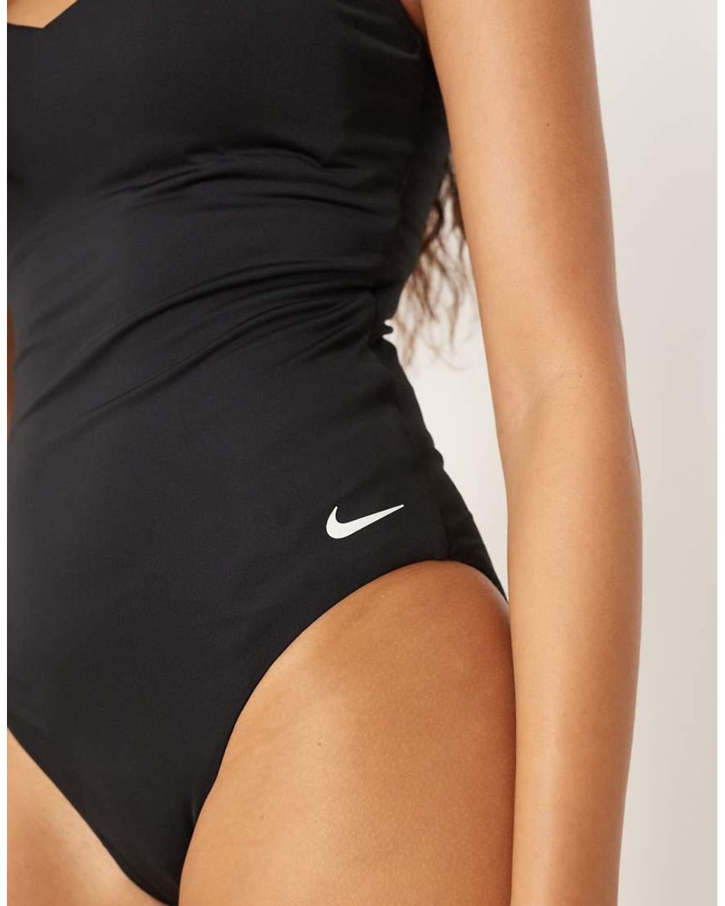 Nike Black Nike V Neck One Piece Swimsuit