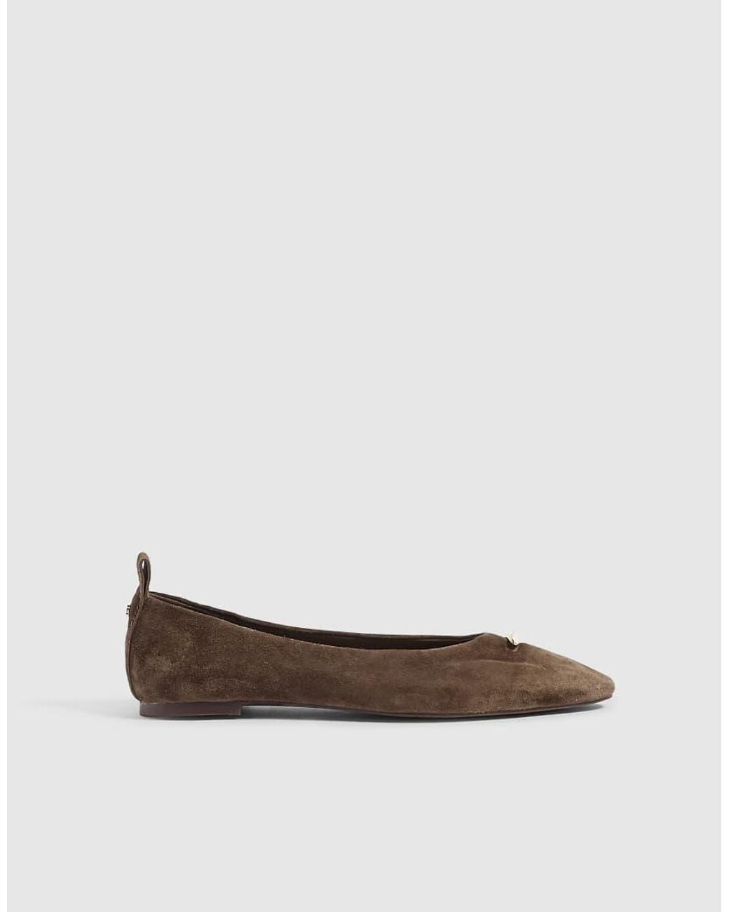 River Island White Suede Pointed Toe Ballet Shoes