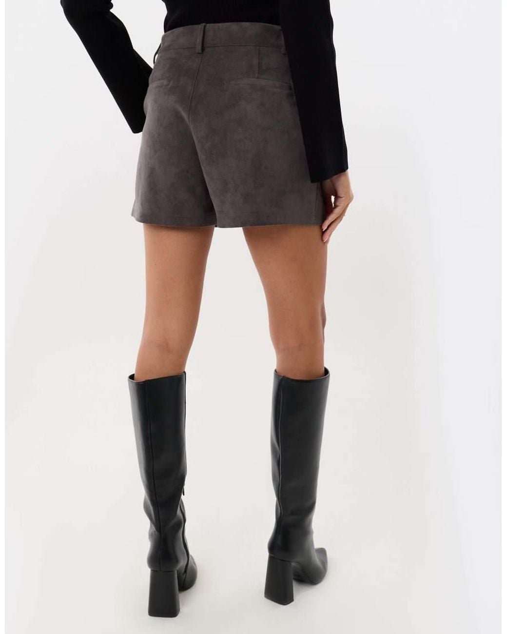 Threadbare Green Faux Suede Tailored Shorts
