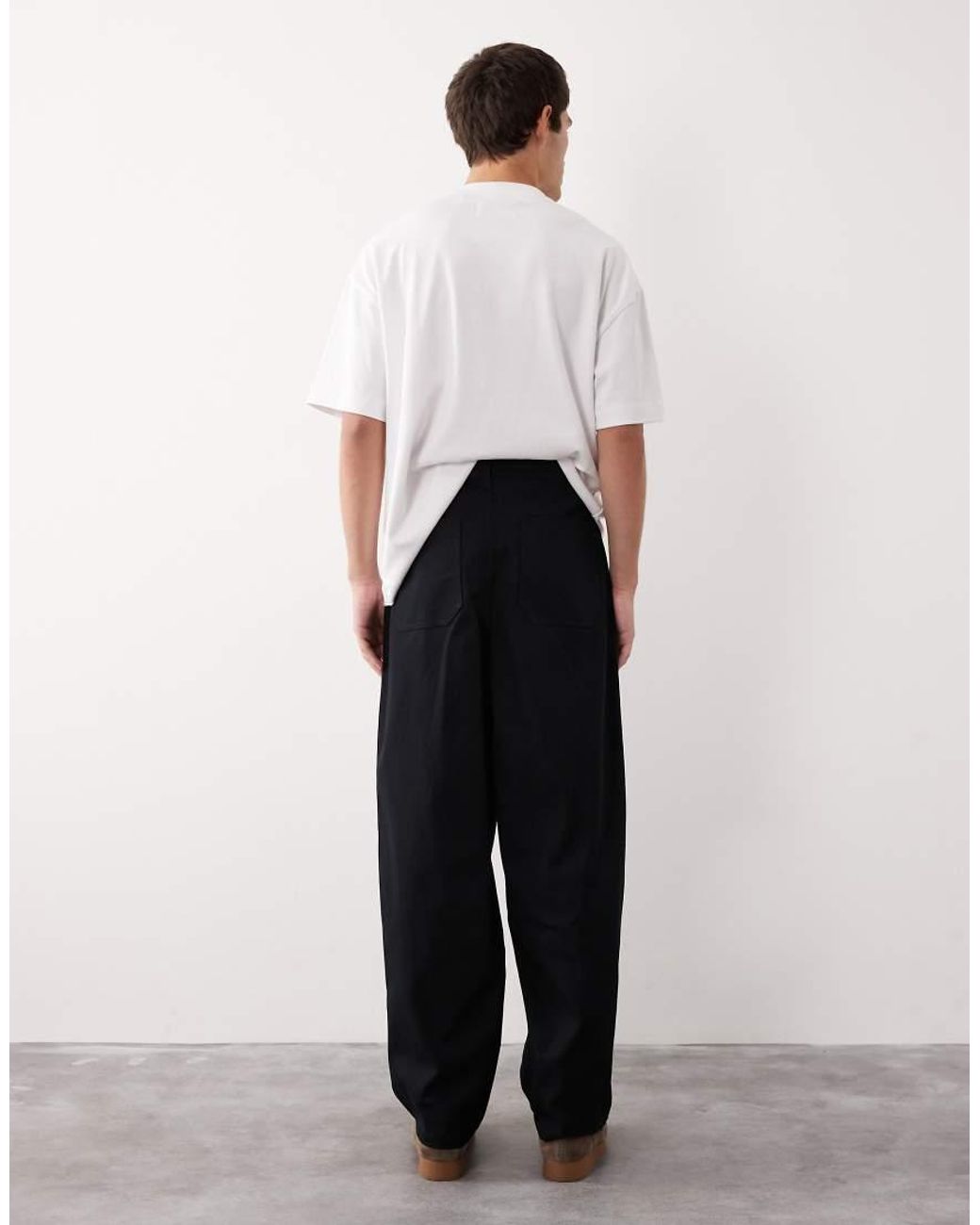 ASOS COLLECTIVE Black Tapered Barrel Trouser for men