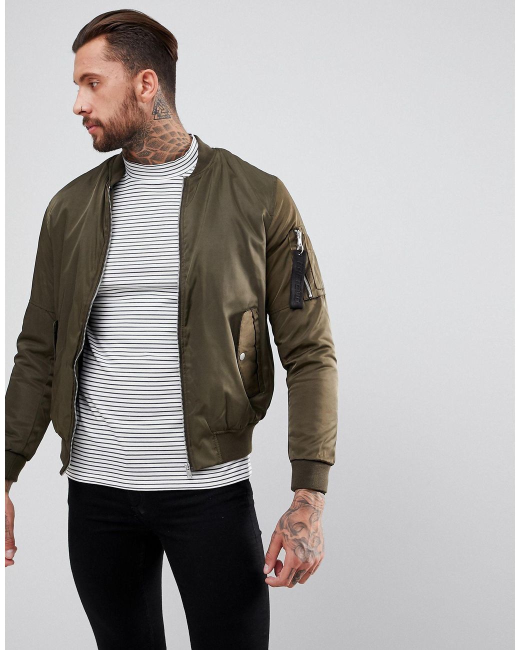 Bershka Ma1 Bomber in Green for Men Lyst Australia