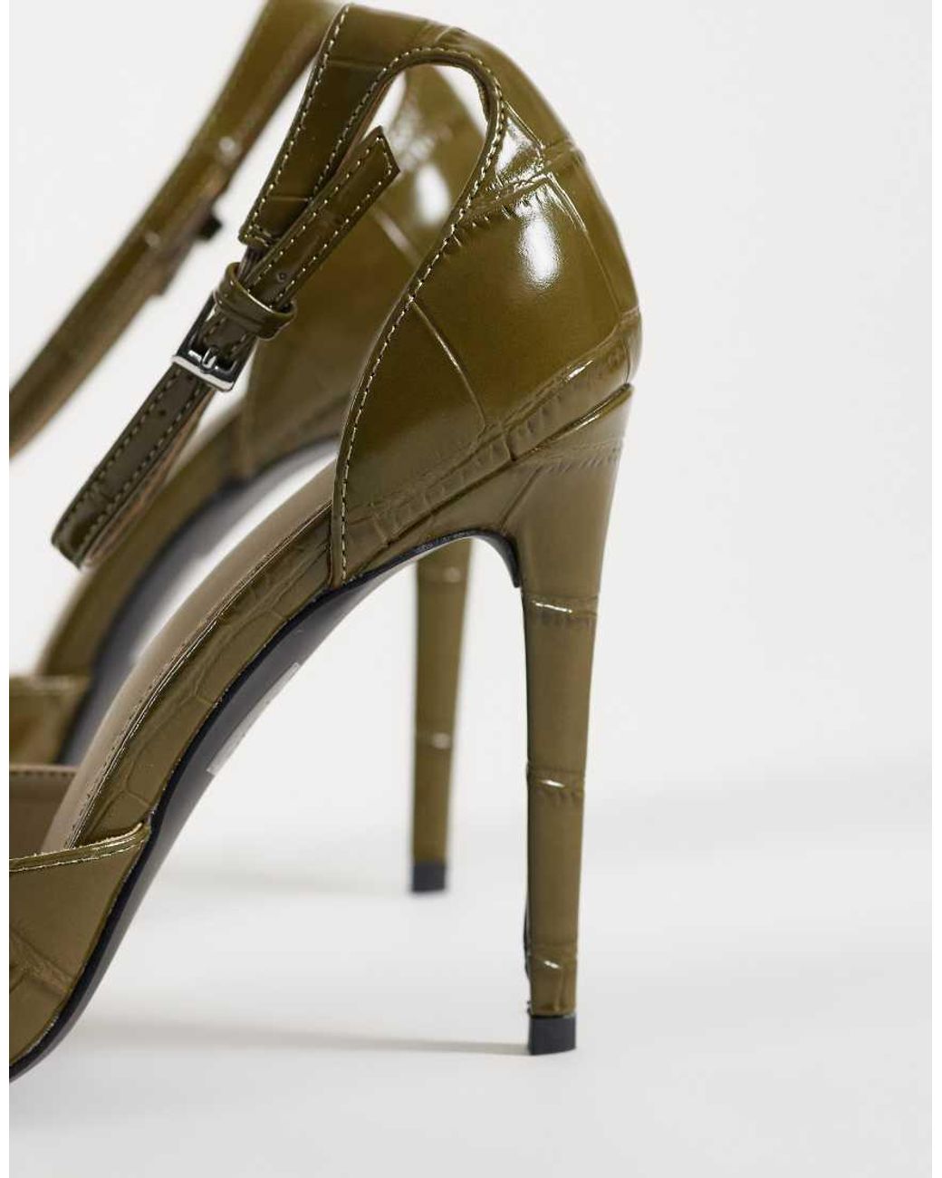 Public Desire Metallic Riven Heeled Pumps
