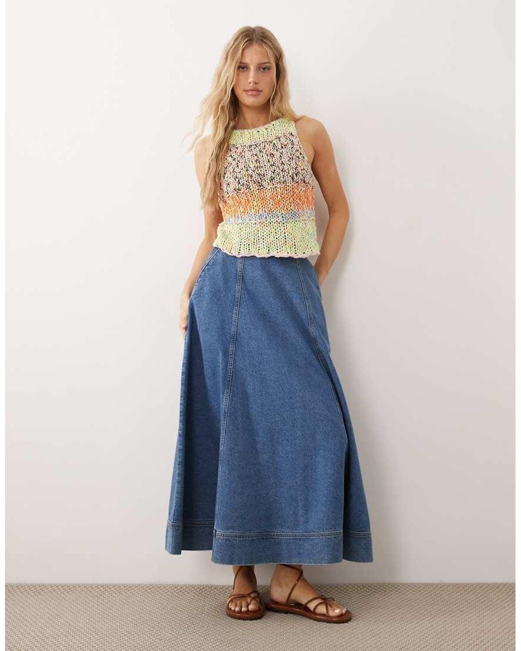 Free People Blue Sleeveless Knit Vest