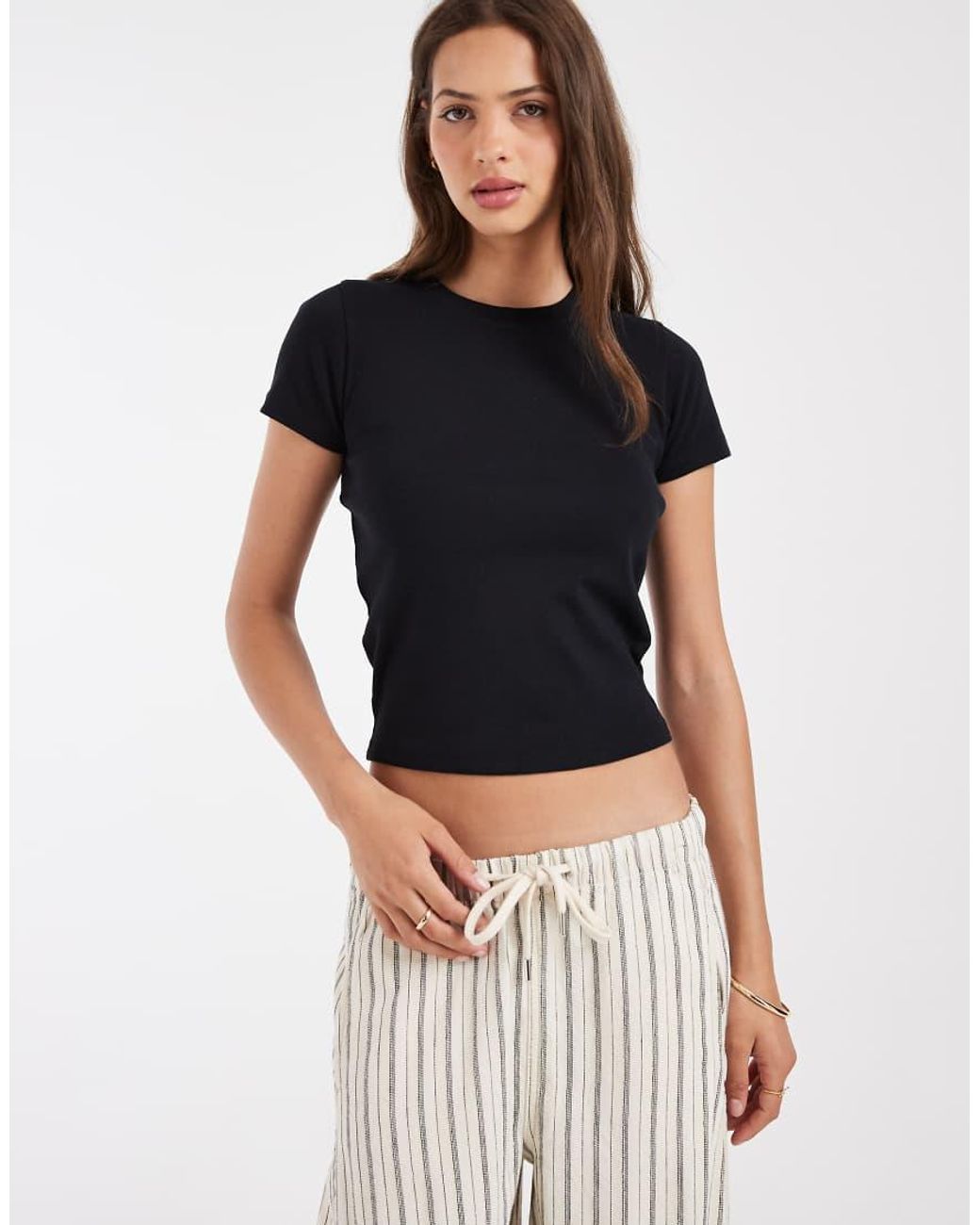Hollister White Ribbed Baby Tee