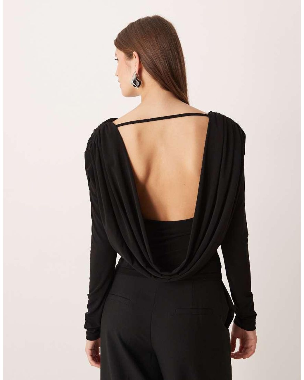 Gina Tricot Black Draped Back Top