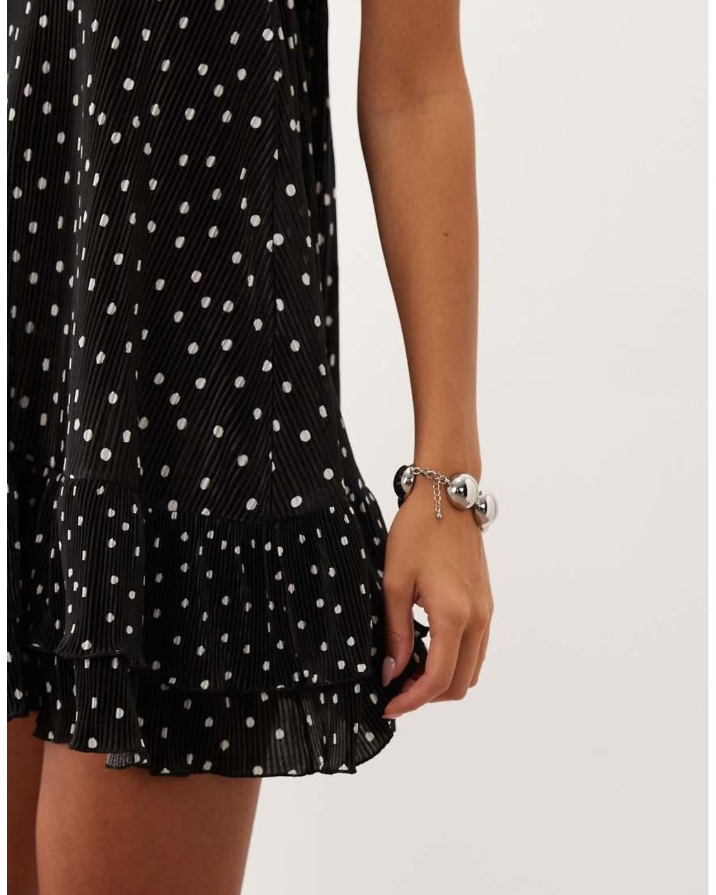 ASOS Black Plisse Halter Neck Mini Dress With Ruffle Hem