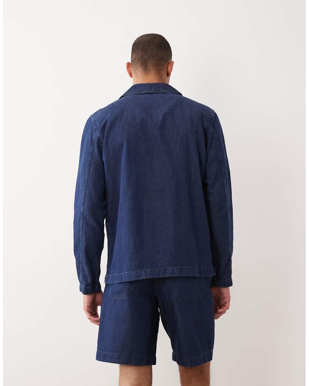 Mango Blue 100% Linen Long Sleeve Denim Look Shirt for men