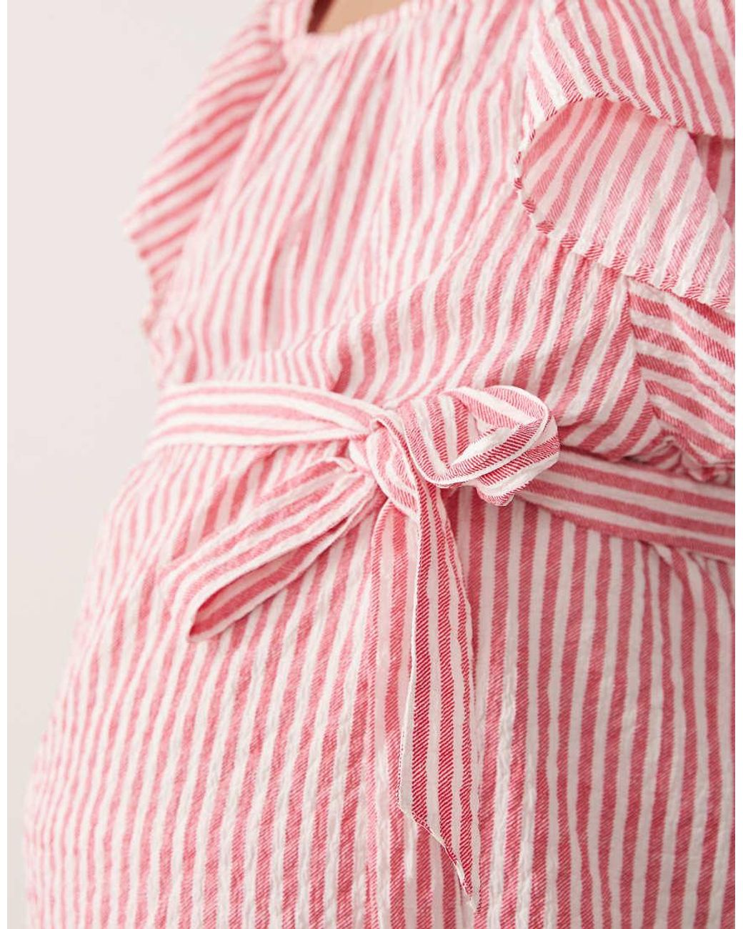 Mama.licious Pink Mamalicious Maternity Flutter Sleeve Seersucker Top Co-ord