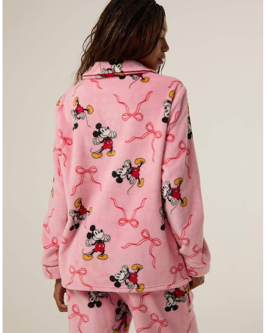 Skinnydip London Pink Disney Mickey Mouse Bow Fleece Pyjama Set