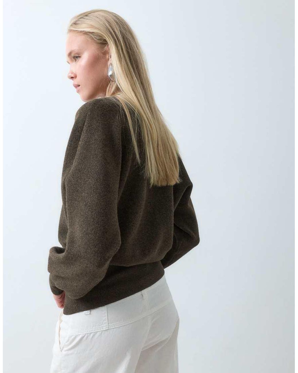 ASOS Brown Ruched Hem Batwing Sweater