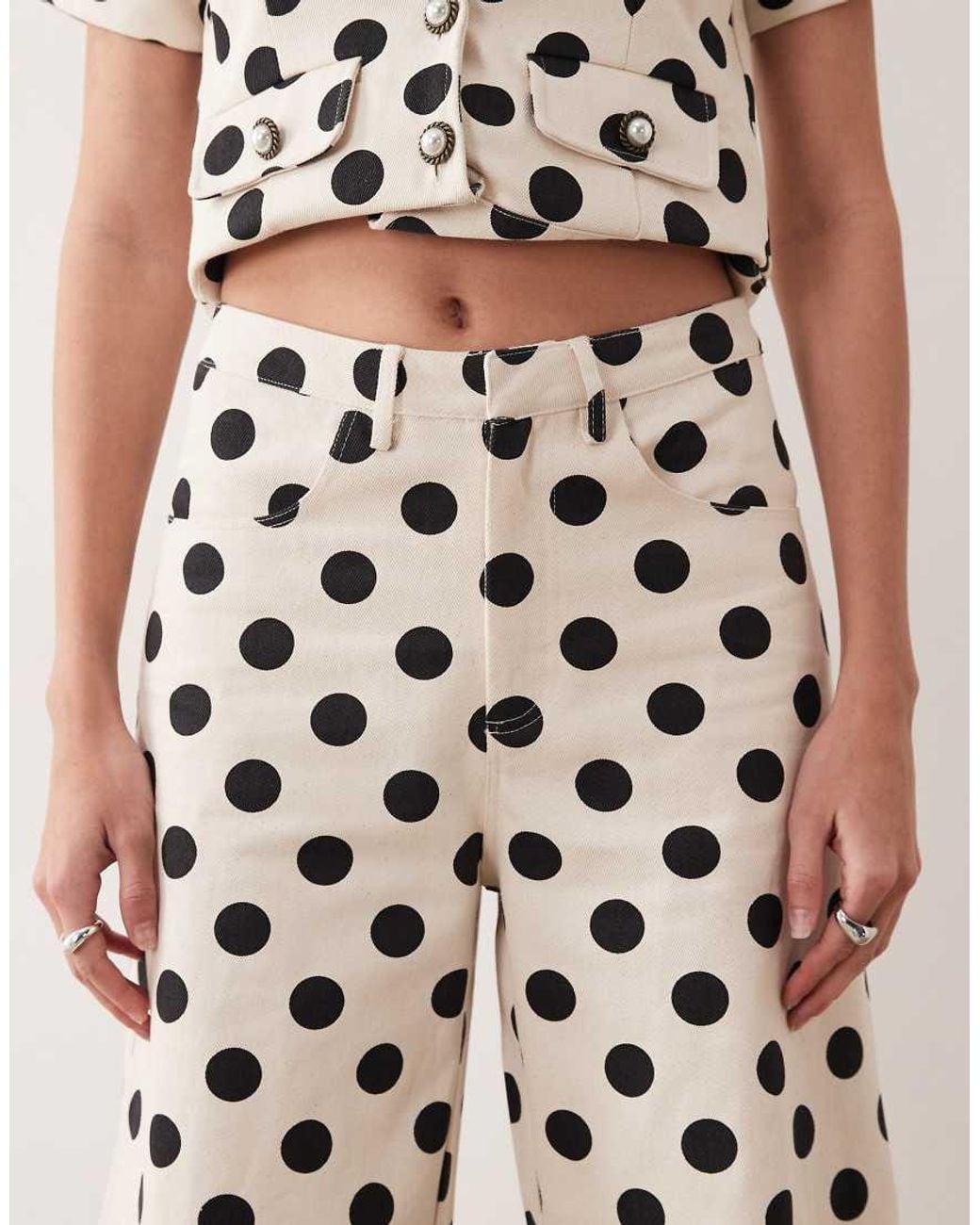 Sister Jane Natural Denim Polka Dot Barrel Jeans Co-Ord