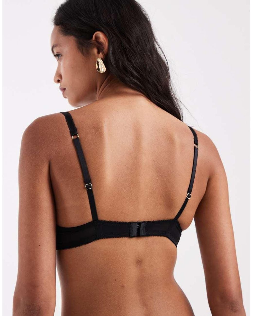 New Look Black Floral Embroidered Push Up Bra