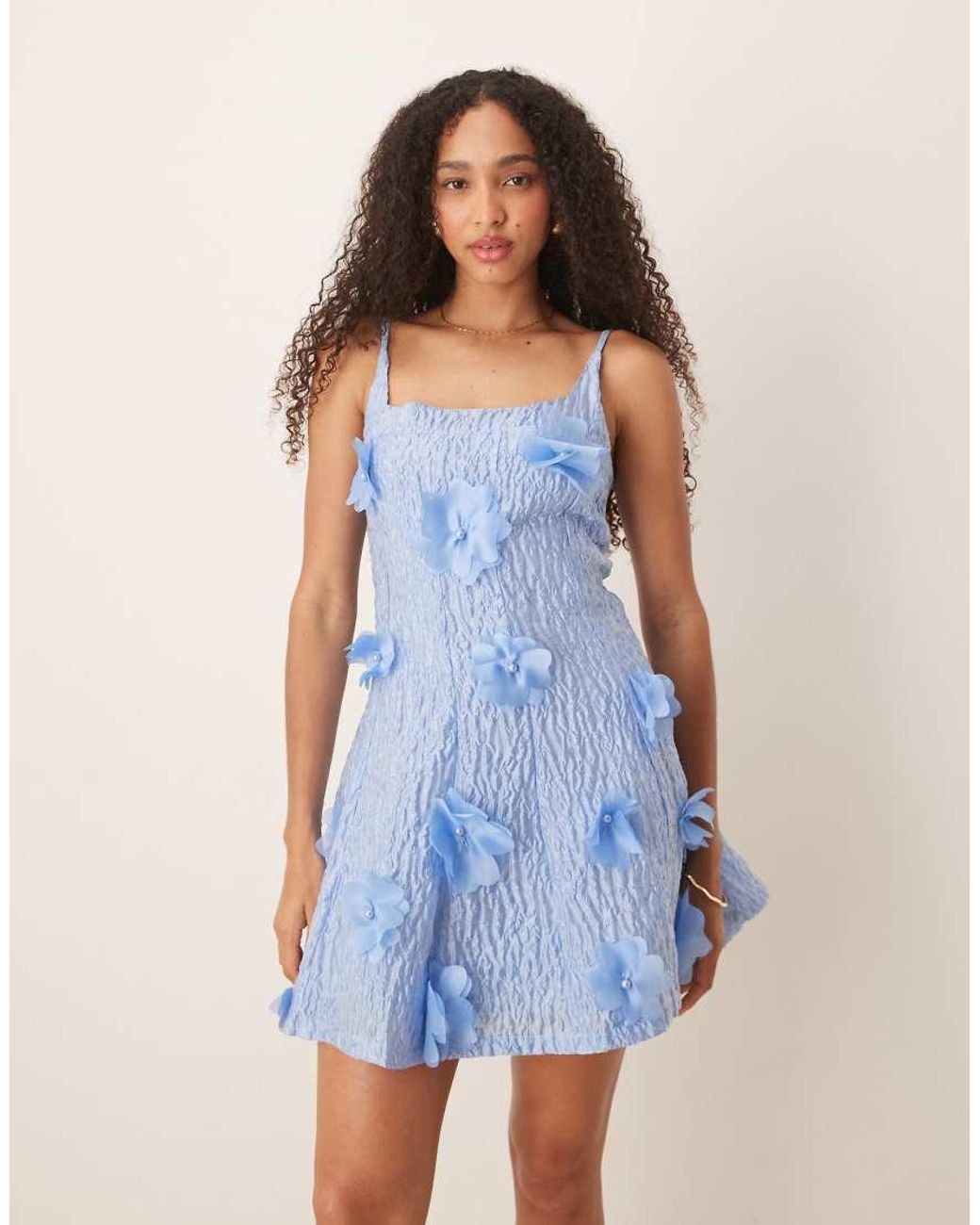 Sister Jane Blue Dream Blooming Jacquard Mini Dress