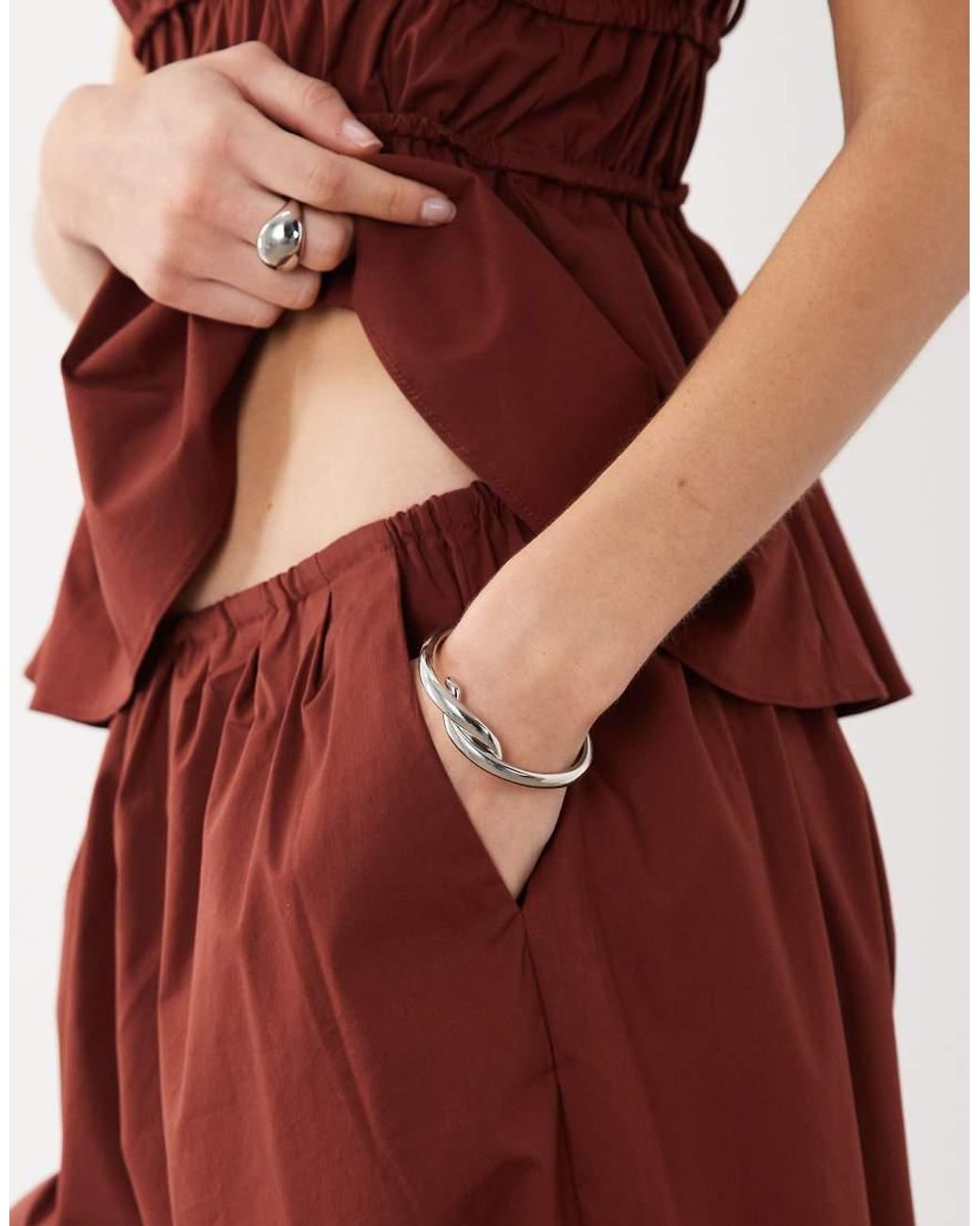 Mango Red Cbaperol Cotton Mix Cuffed Hem Trouser Co-Ord