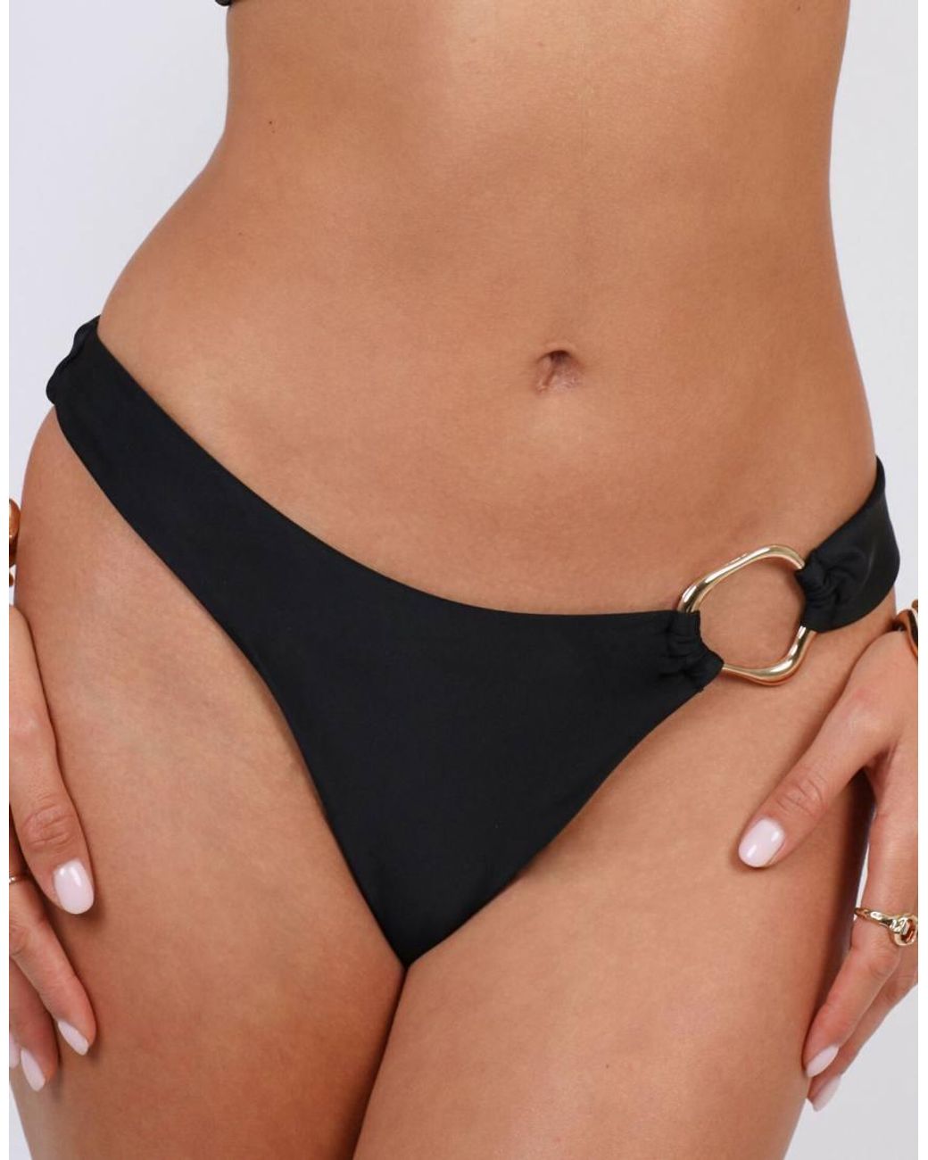 SIMMI Black Miele Ring Detail Bikini Bottoms