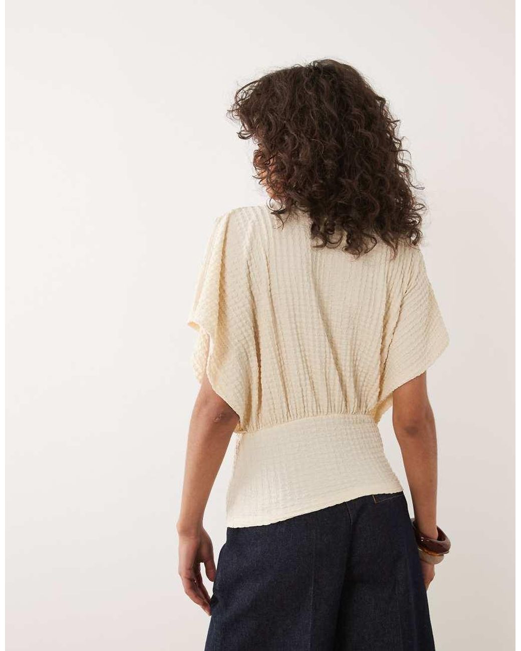 ASOS Natural Textured Multi Way Button Top