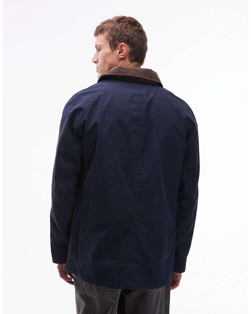 Timberland Blue Washed Barn Coat With Cord Collar for men