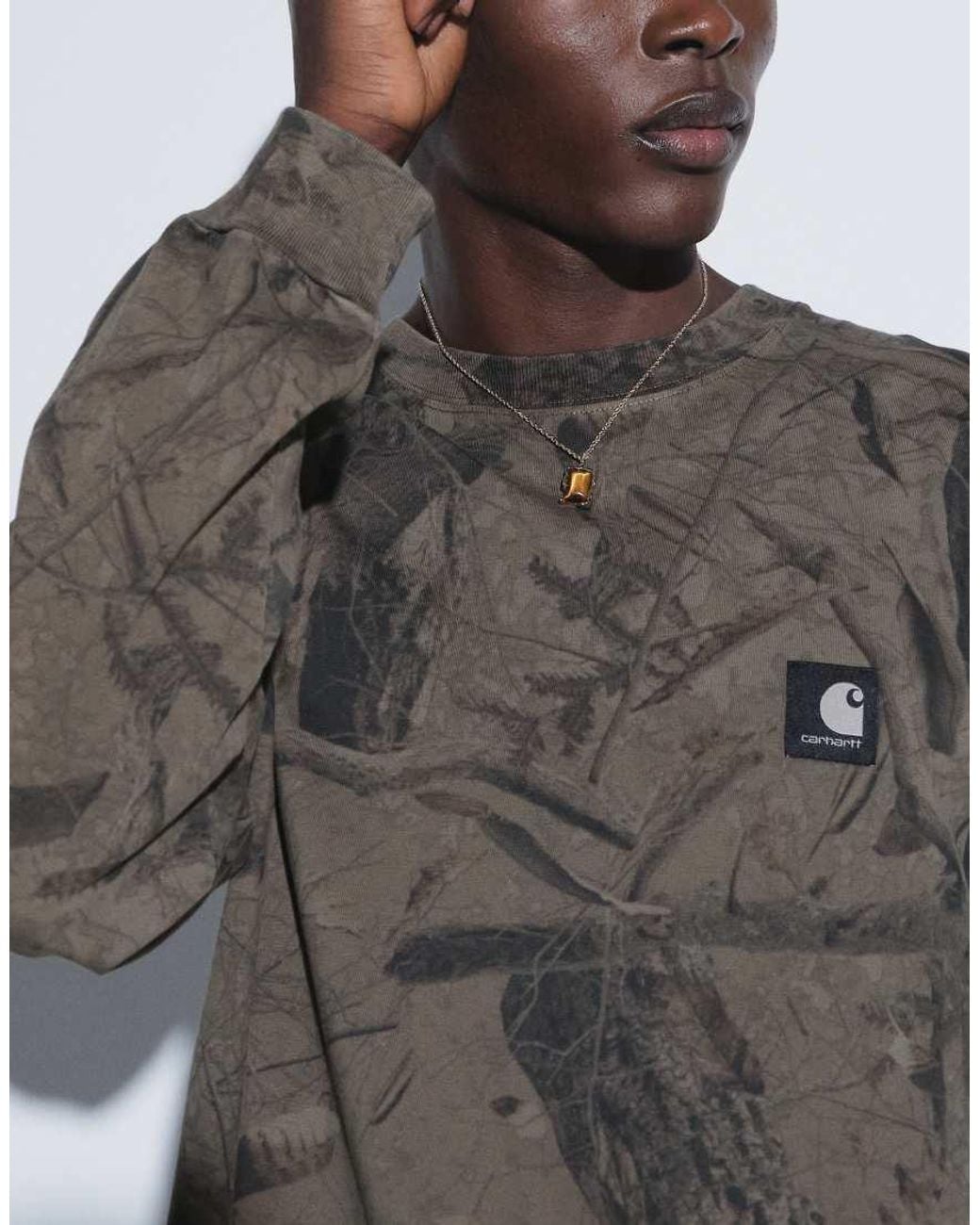 Carhartt Brown Logo Long Sleeve T-shirt for men
