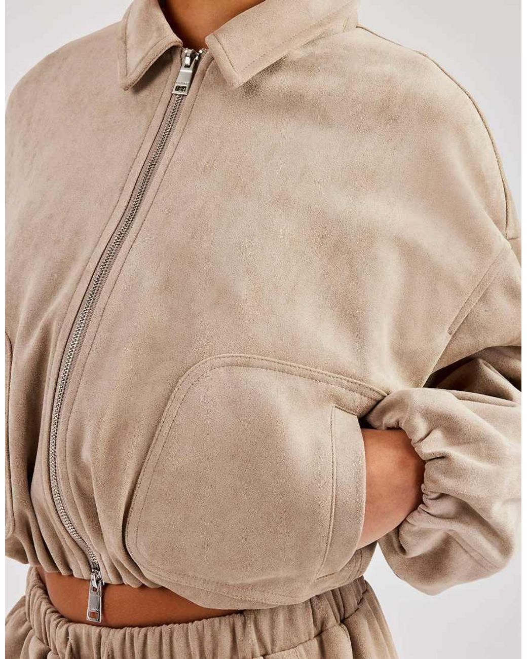 CERNUCCI Natural Suede Collared Bomber Jacket