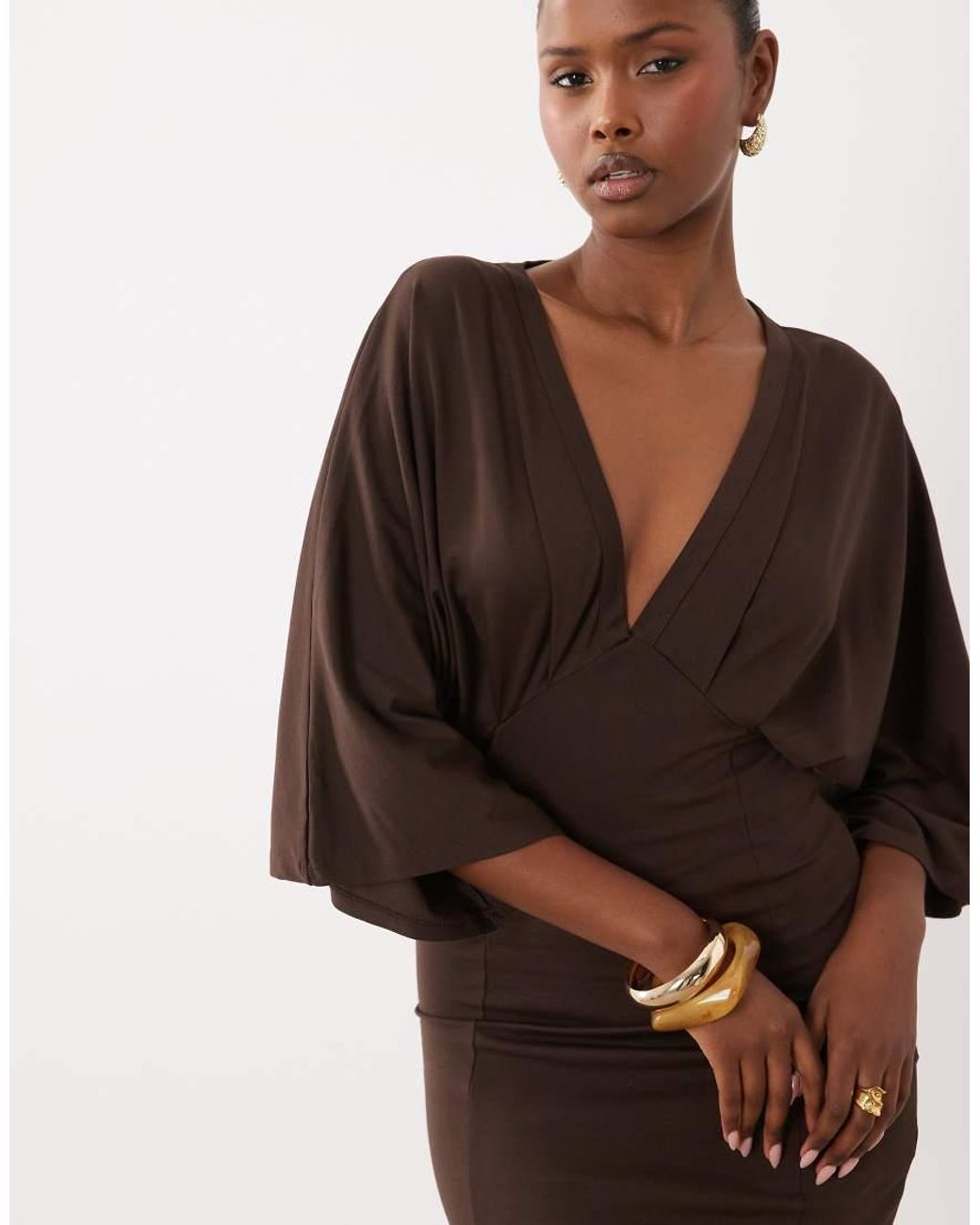 ASOS Natural Grecian V Neck Mini Dress