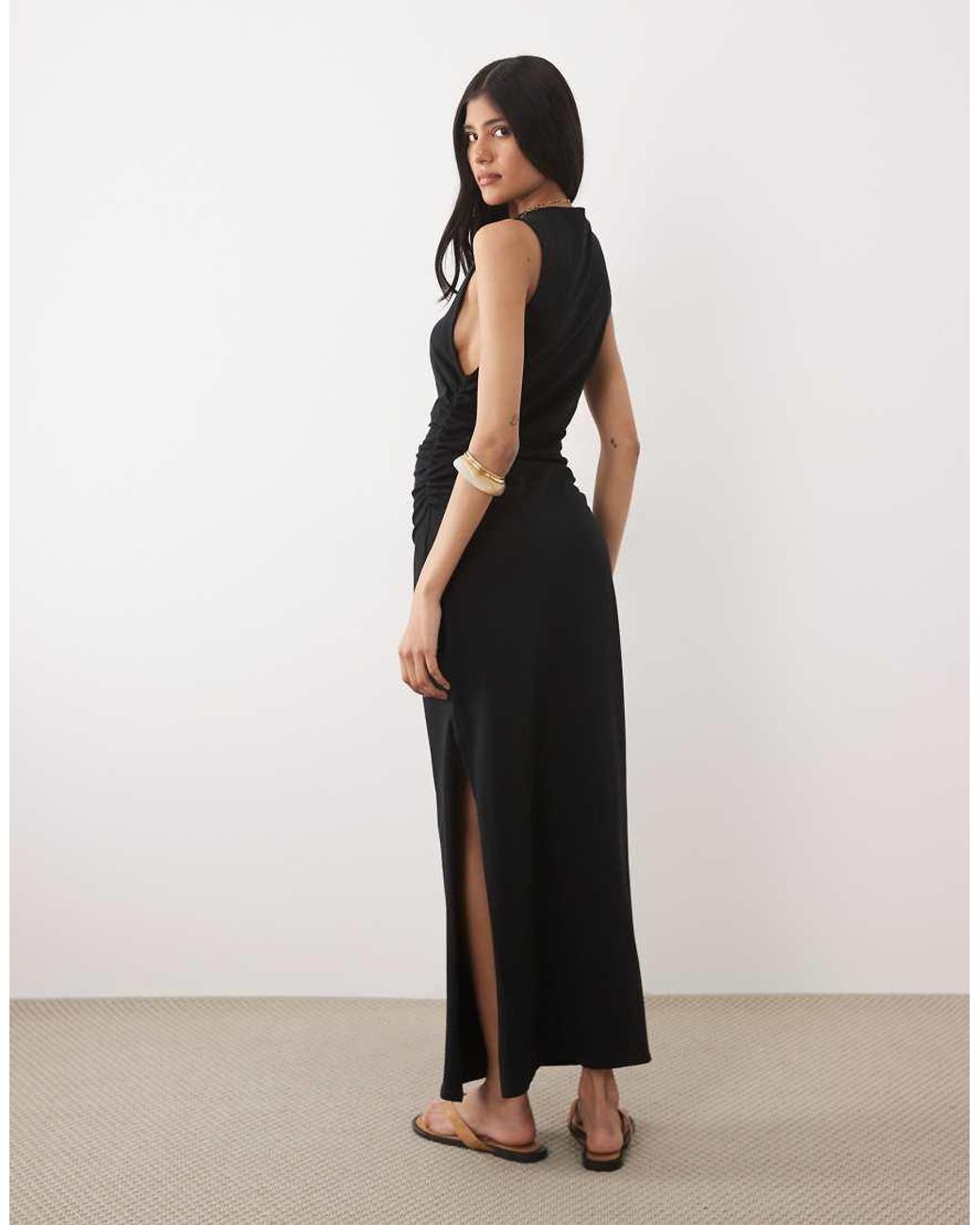 ASOS Black Sleeveless With Side Split Midi Dress