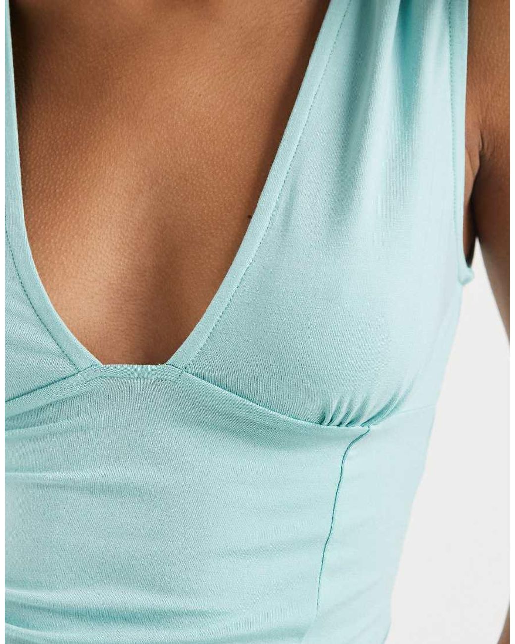 Motel Blue Lynod Plunge V-neck Rayon Top