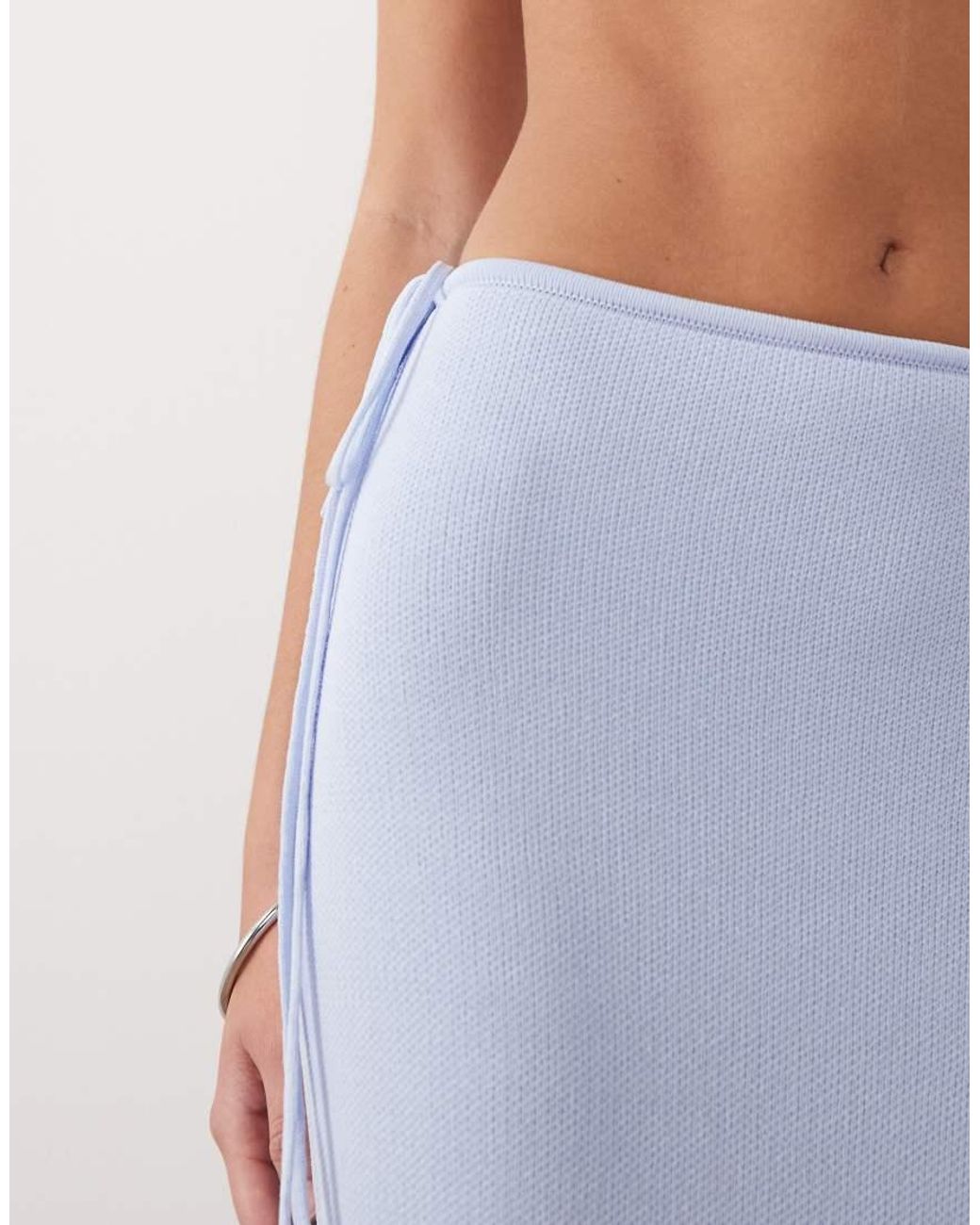 Wanderdoll Blue Sienna Fine Knit Tie Side Maxi Skirt Co-Ord
