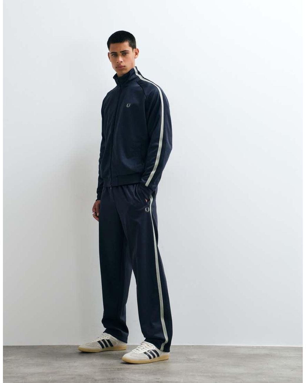 Fred Perry Blue Two Tone Mesh Tape Track Pants for men
