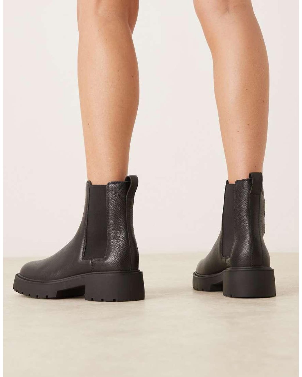 Calvin Klein Black Chunky Chelsea Ankle Boots