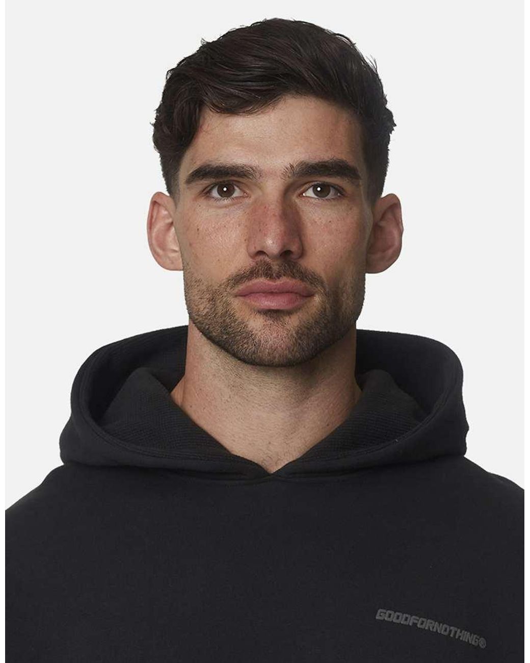Good For Nothing Blue Oversized Cotton Fleece Pullover Hoodie for men